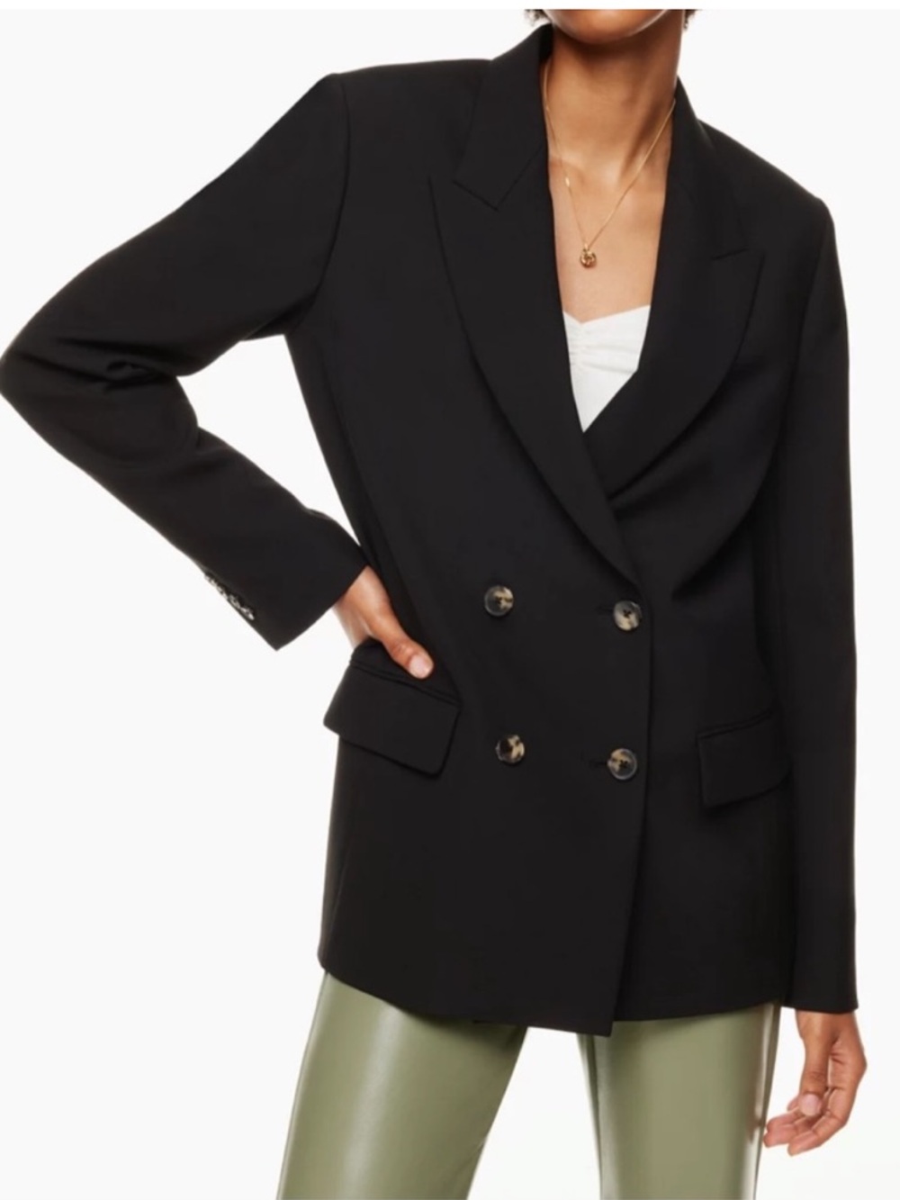 Aritzia Wilfred Destiny Black Textured Twill Crepette Blazer 2